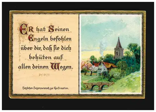 Konfirmation Segenswunsch Er hat seinen Engeln befohlen, Nordhausen 29.3.1919