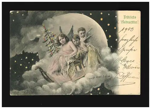 Weihnachten Fröhliche Engel Photographie Charles Scolik Hofphotograph, Wien 1903