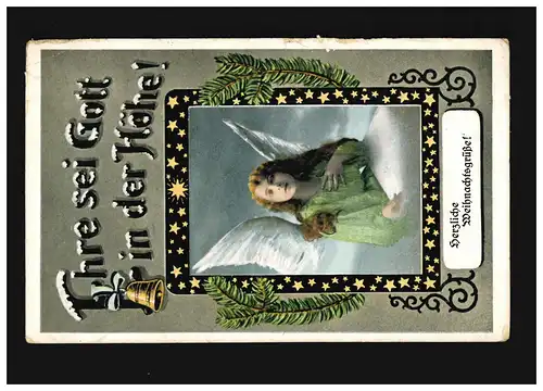 Noël Salutations Gloire à Dieu dans les hauteurs! Anges, Poste de champ Geithain 20.12.1916