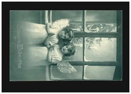 Weihnachten Gesegnete Engel beten Fenster Weihnachtsbaum, Frankfurt 17.12.1915