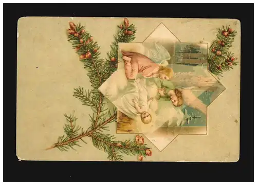 Noël Joyeux gui anges veillent sur Christkind, Lublin 24.12.1909