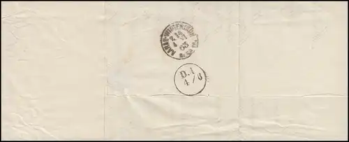 Frankreich Brief mit rotem Barfreimachungs-Stempel 40, PARIS 1863 in die Schweiz