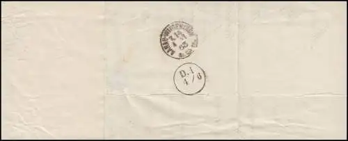 Frankreich Brief mit rotem Barfreimachungs-Stempel 40, PARIS 1863 in die Schweiz
