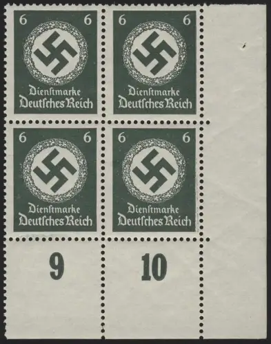 135yP Eichenkranz 6 Pf WAAGERECHTE Gummi-Riffelung, Eck-Vbl. u.r. **