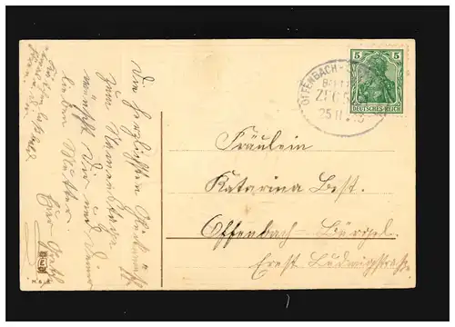 Sainte Catherine Lilien Bible, Offenbach Bahnpost 25.11.1913