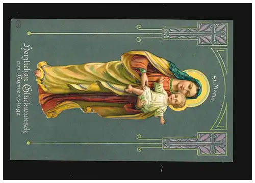 Sainte Marie avec enfant Félicitations carte de présentation, inutilisé