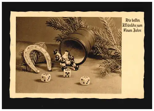 Neujahr Mit besten Wünschen Hufeisen, Feldpost Hannover-Buchholz 30.12.1939