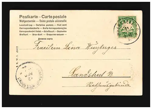 Pâques Joyeux autruche Chaton de saule avec boucle rouge, Munich 11.4.1903