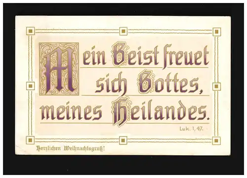 Weihnachten Mein Herz freuet sich Gottes, meines Heilandes, Wietzen 23.12.1910