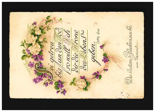 Jour du nom couronne de fleurs Soyez fidèle jusqu'à la mort du Psaume, Probsthuma 26.2.1931