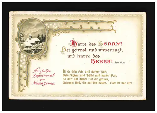 Nouvel An Village Neige Arbre d'or Harris de Seigneur Psaume, Sarrebruck 31.12.1913