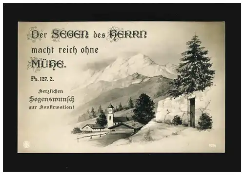 Konfirmation Segenswunsch Der Segen des Herrn macht reich, Brittnau 23.3.1929
