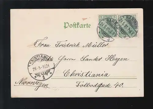 Pfingsten Fröhliche Engel Pfingstrosen Blüten Barmen /Kristiania 24. + 26.5.1901