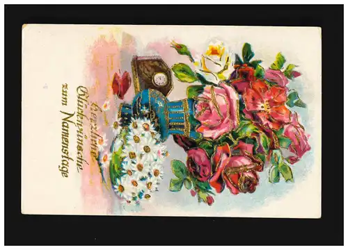 Jour du nom Katharina Félicitations bouquet doré gravé, Poste de champ 19.11.1941