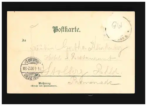 Ostern Fröhliche Hase am Kinderbett Häschen, Stuttgart /Stolberg 14.4.1900