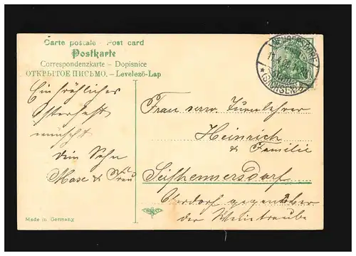 Pâques Bénis Croix Edelweiss orné, Engel, Neugersdorf 17.4.1909