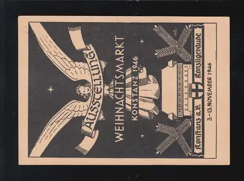 Noël Marché de Noël Zone Francaise 1946 Constance, cacheté 12.11.1946