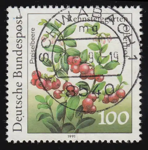 1508 Rennsteig PLF Strich in roter Beere, gestempelt SCHWABACH 10.2.92