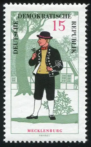 1217 Volksschönen Mecklembourg 15 Pf: tache en bas à droite dans l'herbe, champ 28, **