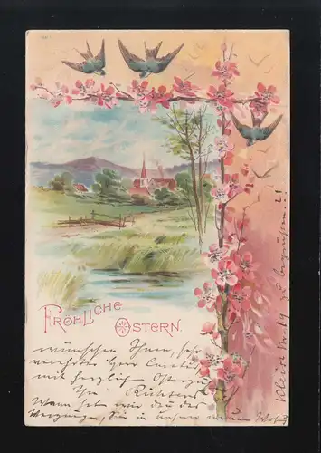 Pâques Joyeux hirondelles paysage Peinture Printemps Fleurs, Berlin 12.4.1903