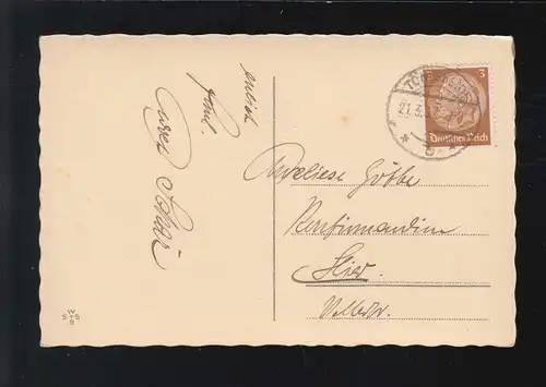 Confirmation de jeune fille devant l'église du village, Bible festive, Tönisheide 21.3.1937