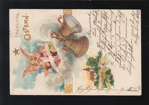 Ostern Fröhliche Glocken läuten Engel Dorfidylle, Bassum / Tempelhof 2.+3.4.1904