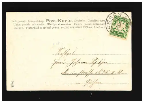 Namenstag Heilige Maria Glückwunsch Blumenranken Gold Prägung, Fuessen 26.5.1904