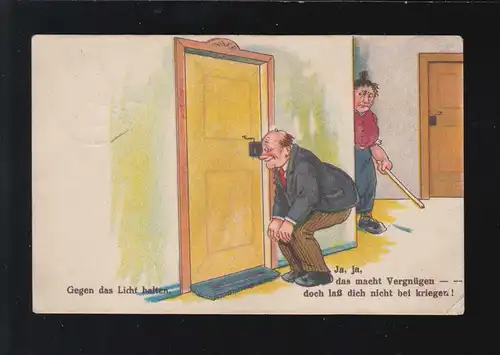 AK Karikatur Spanner Türschloss Ja, das macht Vergnügen, Scheibenberg 30.12.1927