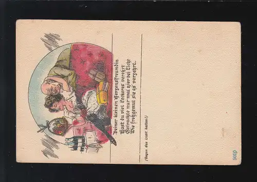 AK Karikatur Deiner kleinen Herzensfreundin Verehrer Gegen Licht, ungebraucht