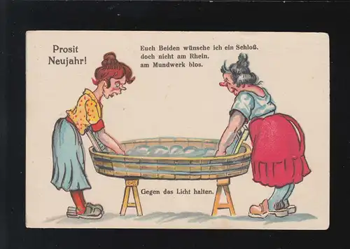 AK Caricature Prosit Nouvel An Laverie Contre la lumière, non utilisé