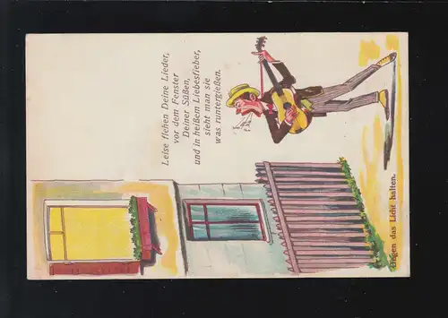 AK Karikatur Freier Leise flehen deine Lieder Gegen Licht halten, ungebraucht