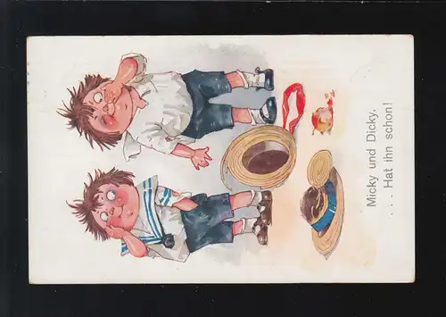 Caricature AK Mickey et Dicky l'ont déjà reçu Boben Marinepost, Nuremberg 26.3.1918