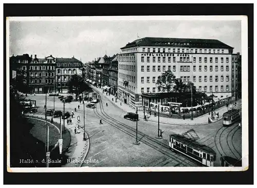 AK Halle à la Saale Riebeekplatz, Feldpost, Hôtel (Saale) 18.4.1942