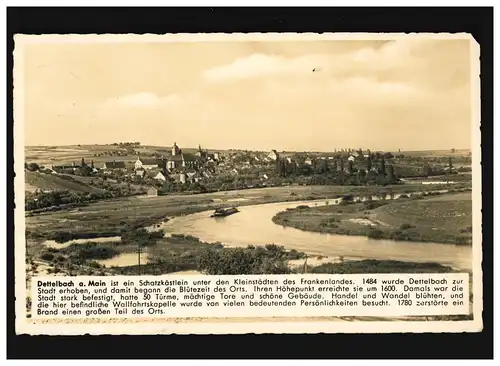AK Dettelbach am Main Panorama avec rivière, Feldpost, Dettelbach 28.8.140