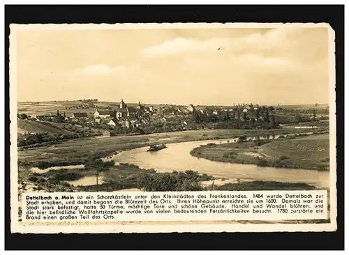 AK Dettelbach am Main Panorama mit Fluss, Feldpost, Dettelbach 28.8.1940