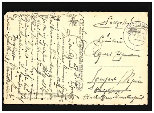 AK Dettelbach am Main Panorama mit Fluss, Feldpost, Dettelbach 28.8.1940