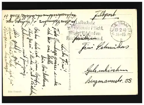 AK Halle à la Saale Moritzburg, Aviation, Feldpost, Hôtel (Saale) 19.2.1940