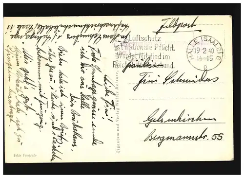 AK Halle an der Saale Moritzburg, Luftschutz, Feldpost, Halle (Saale) 19.2.1940
