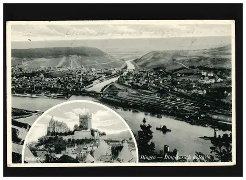 AK Bingen, Bingerbrück am Rhein, Burg Klopp, Feldpost, Beingen (Rhin) 2.7.1940