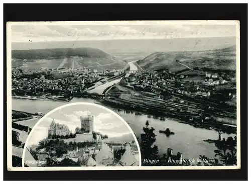 AK Bingen, Bingerbrück am Rhein, Burg Klopp, Feldpost, Bingen (Rhein) 2.7.1940