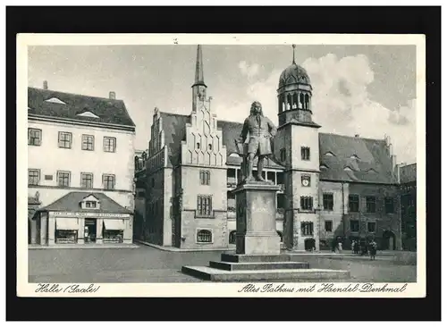 AK Halle (Saale) Altes Rathaus Hendel Denkmal, Feldpost, Halle (Saale) 3.5.1941