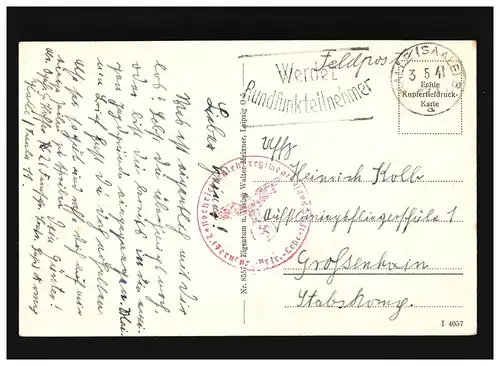 AK Halle (Saale) Altes Rathaus Hendel Denkmal, Feldpost, Halle (Saale) 3.5.1941