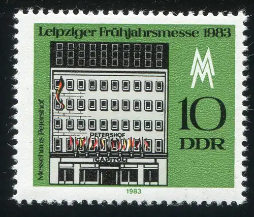 2779I Messe Leipzig 10 Pf: mur supérieur gauche endommagé, champ 44 **