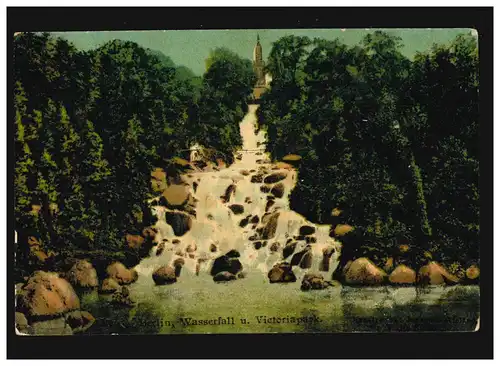 AK Berlin Wasserfall im Victoriapark, Berlin 9.9.1899 / Postamt 10.9.1899