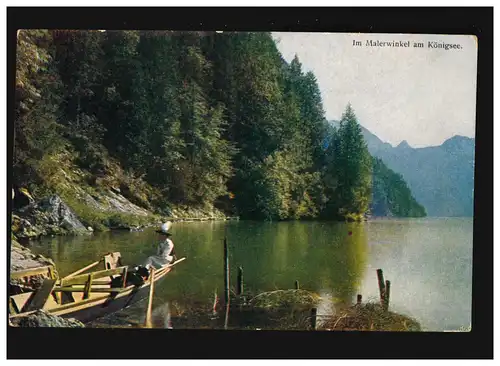 AK Dans le coin peintre au Köngsee, homme costumes, peint au lac Königseem, non utilisé