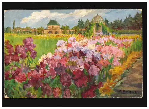 AK Jardin botanique de Munich Nymphenburg Blumen, M. Stall, Munich 29.4.1938