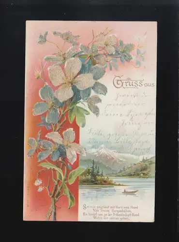 Blütenzweig Alpensee Sei mir gegrüsst mit Herz und Hand Zwickau/Merane 14.8.1900