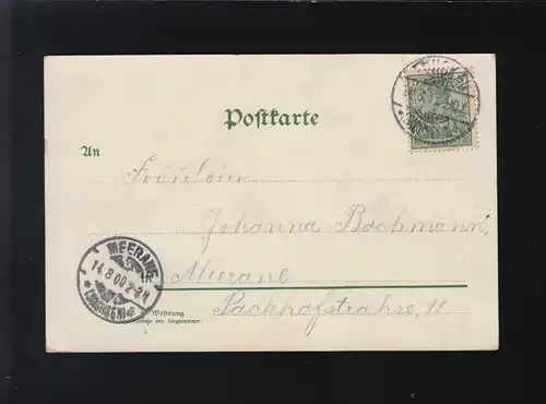 Blütenzweig Alpensee Sei mir gegrüsst mit Herz und Hand Zwickau/Merane 14.8.1900