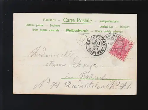 Fleur bouquet Oeillets Frise orné de paillettes, Aix-la-Chapelle /Bruxelles 3.+4.3.1901