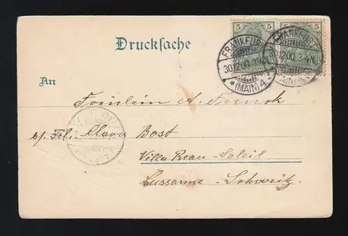 Herzliche Gratulation zum Neuen Jahre Rosen,  Frankfurt/Lausanne 30.12.1900